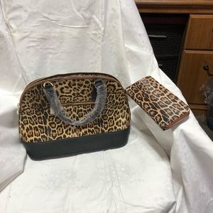 Leopard Vegan Leather Purse with Wallet